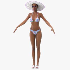 Light Skinned Bikini Girl T Pose 3D model